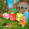 9.84FT Yard Party Decoration Inflatable Teddy Bear Gift Box Toy LED Light Xmas Home Ornament Supplie Christmas Holiday Gift