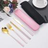 4pc Stainless steel tableware knife and fork spoon chopsticks tableware suit students go to school the portable suit