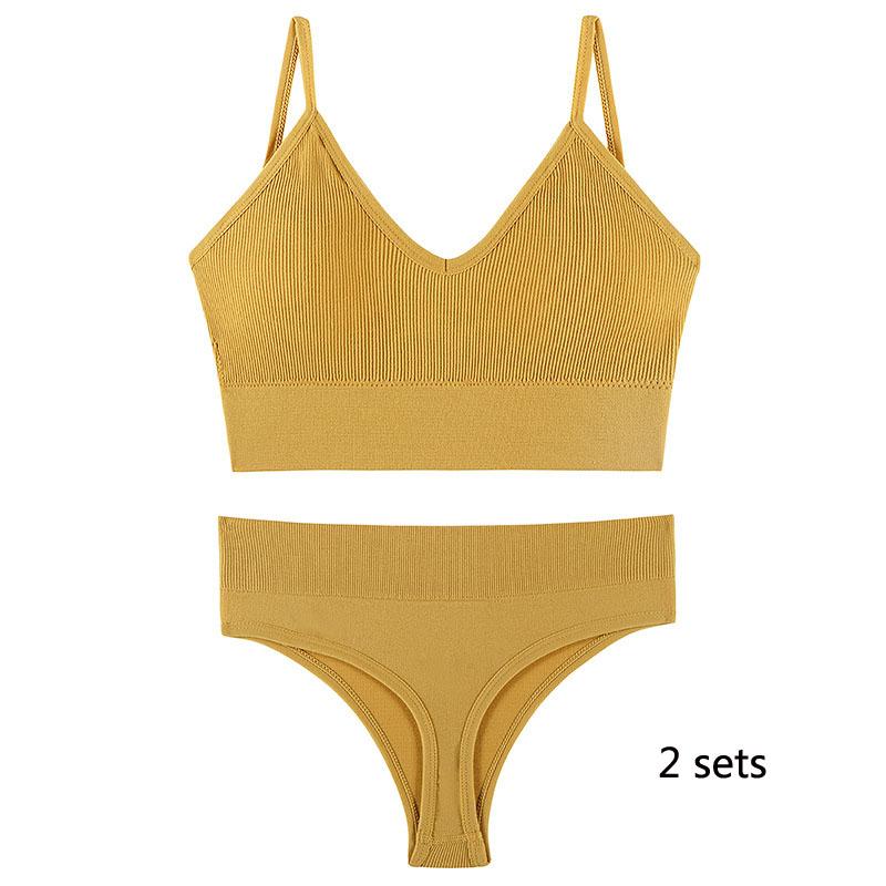 Underwear Set Lingerie Female Sexy Halter Beauty Tank Top Thin Section French Triangle Cup Without Steel Ring Gathered Bra Set