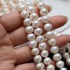 1String, White Natural Freshwater Pearls, Boho Handmade Round Pearl Beads for Jewelry Making DIY Necklaces Crafts (Beads 9-10mm, Length 36cm)