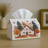 1pc Cozy Storybook Folk Tissue Box - Cottage Autumn Heart, 17.02*25.91cm, Ideal for Kitchen, Living Room, Bedroom, Bathroom - Holiday Decor, Bathroom