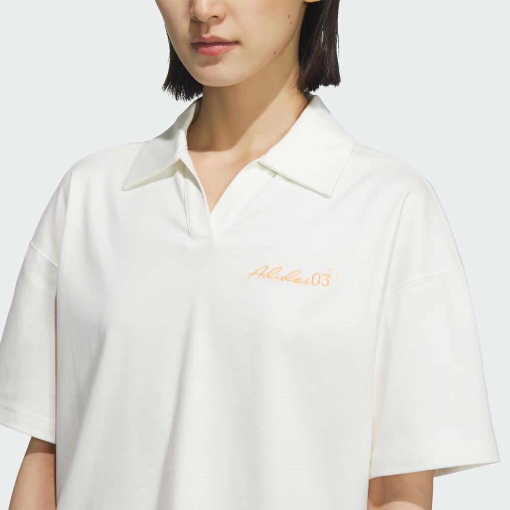 Adidas Ver Logo Comfortable Short Sleeve Polo Shirt Women tops White JM8789