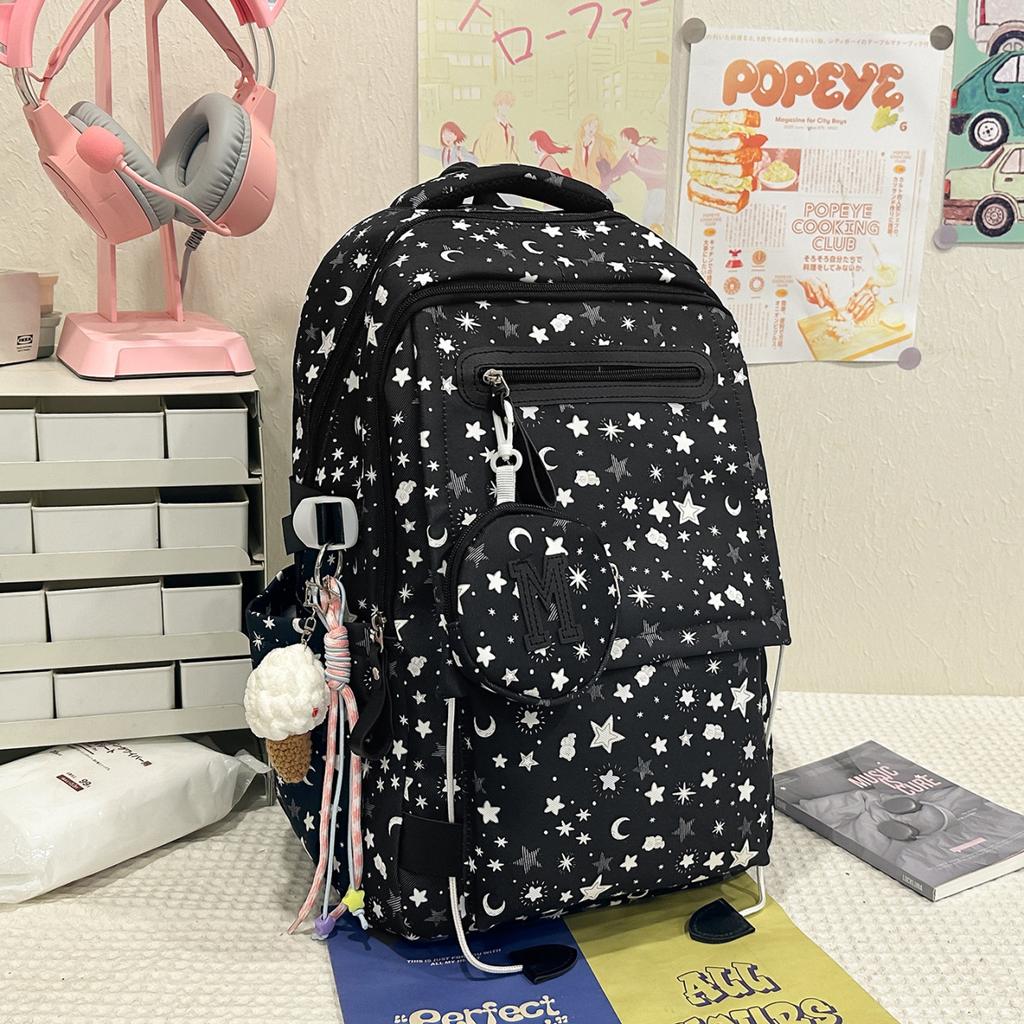 Schoolbag women's new Japanese ins high value fresh and sweet star backpack junior high school students lightweight backpack