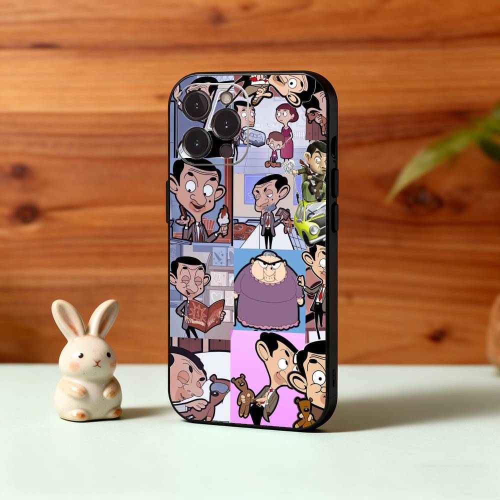 1PC Classic M-Mr B-Bean Funny Phone Case For iPhone17,16,15,14,13,12Plus,Pro Max,XS,5G Soft Silicone Black Cover