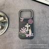 Pink tulip is suitable for iPhone17promax mobile phone case, Apple 16 all-inclusive 15 anti-drop 13 leather pattern protective case.