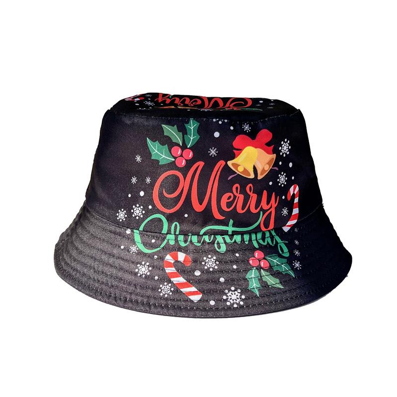 Xmas Santa Claus Printed Street Style Festive Outdoor Sun Fishermen Men Women Merry Christmas Reversible Bucket Hat