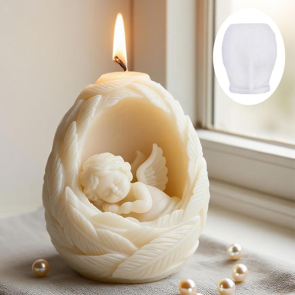 Feather Angel Candle Silicone Mold Wings Boy Gilrs Angel Candle Silicone Mould Resin Gypsum Molds Home Decoration Gift Ornament