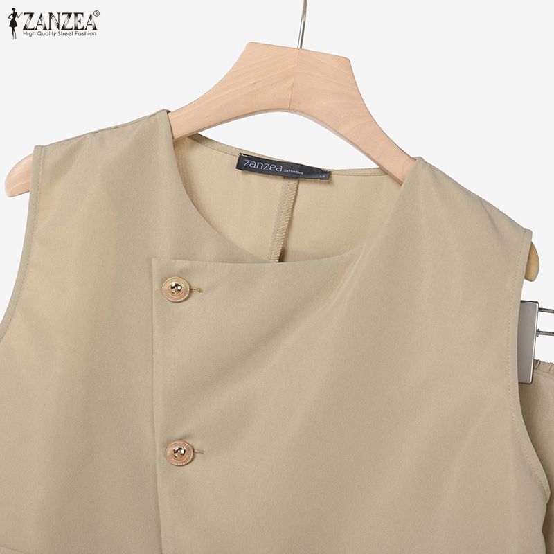 ZANZEA Women Sleeveless Vest Tops and Long Skirts Summer Two Piece Suit Sets