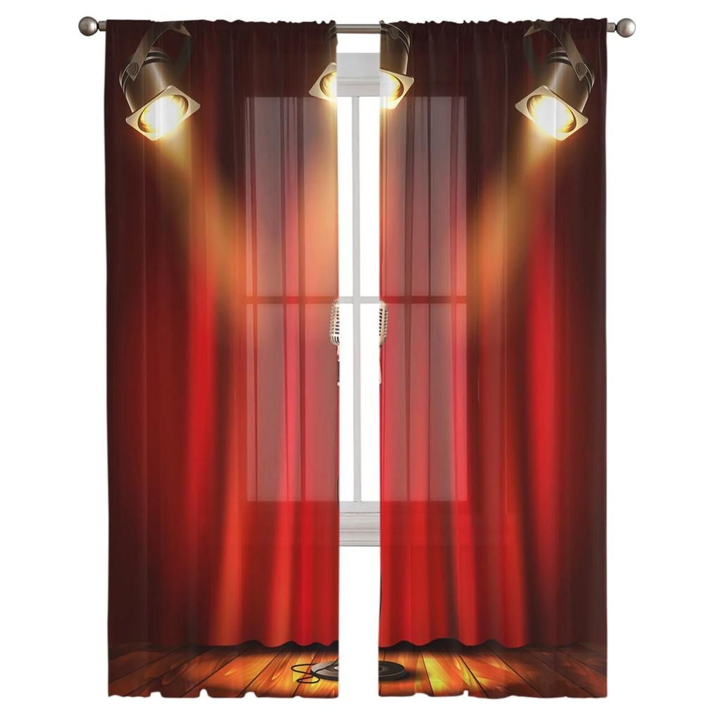 Stage Microphone Lighting Tulle Curtains For Living Room Sheer Curtain Bedroom Voile Decorative Window Treatments