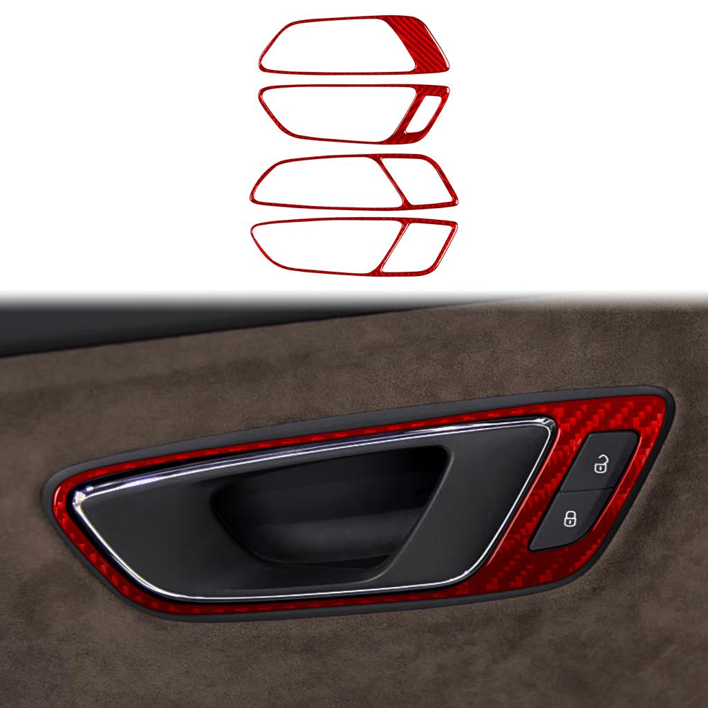 For Seat Leon MK3 2013 2014 2015 LHD RHD Car Door Handle Panel Trim Real Soft Carbon Fiber Sticker