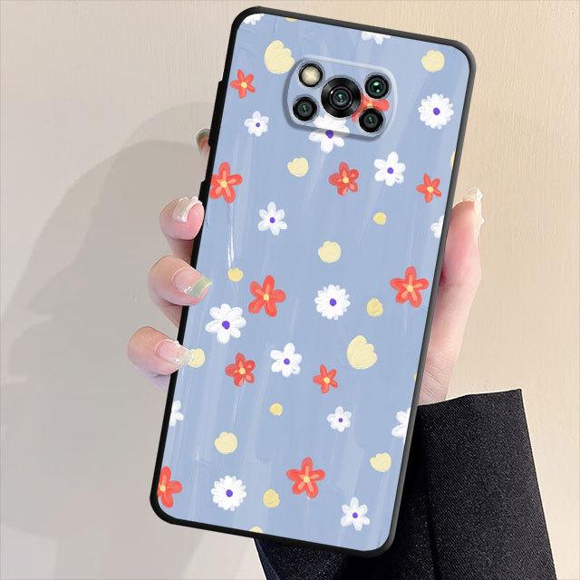 Lovely Flower Phone Case For Samsung Galaxy S23 S21 S22 S20 Note 20 Ultra 10 Plus 8 9 Note20ultra S21 S22 Black Soft Cover Bag