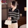 Women's Striped Sailor Collar Knit Sweater