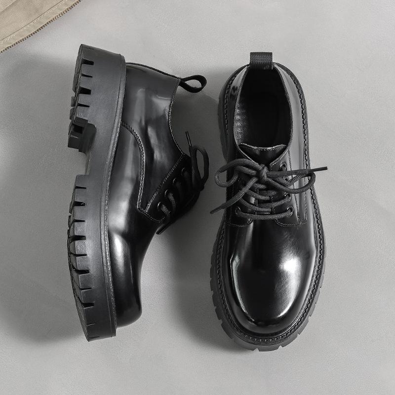 

Кожаные туфли мужские повседневные британские туфли дерби на платформе мужские высокого класса черные свадебные туфли для жениха 4325-W 38 чёрный