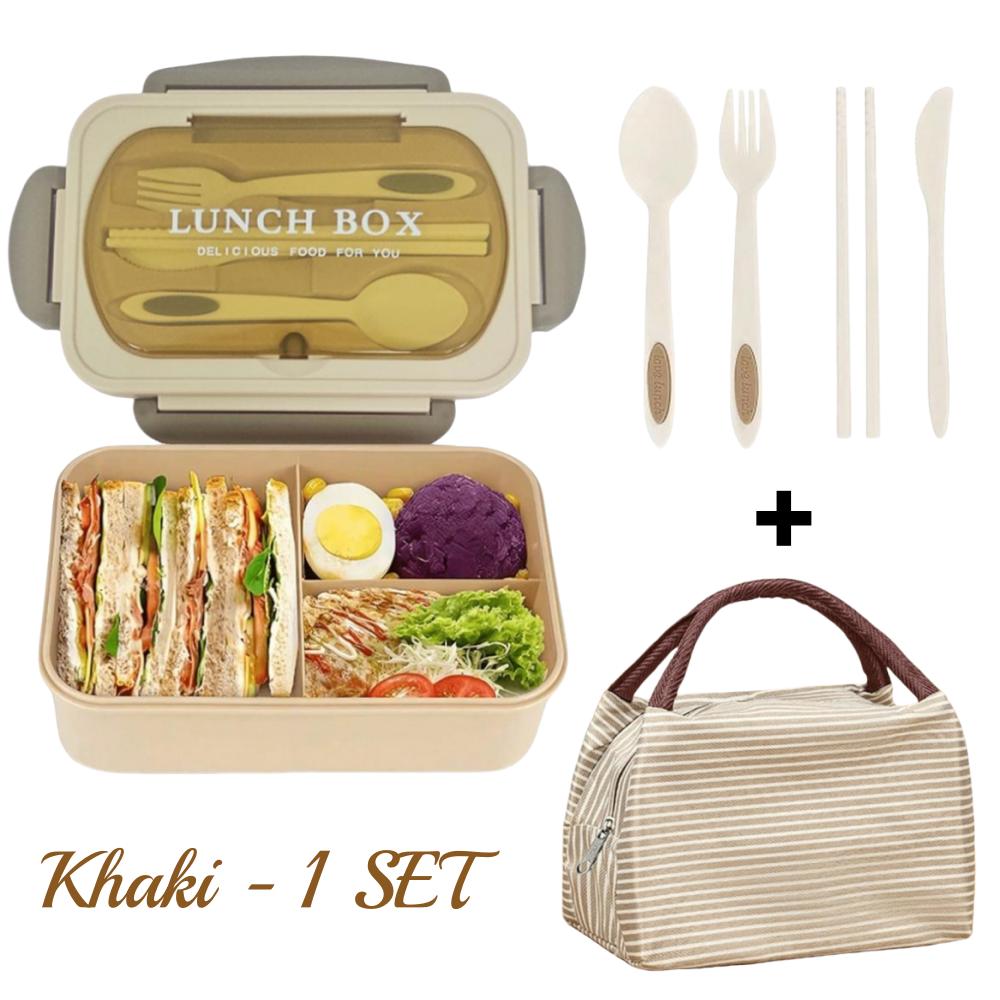 40.58oz Lunch Box with Utensils & Insulated Bag 3 Compartments Leak-Proof Bento Lunch Box for Students Workers Healthy Meal Prep
