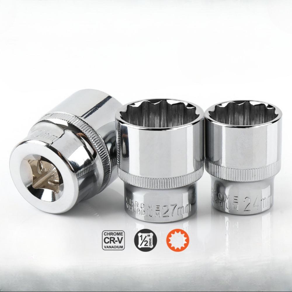 12 Point Short Socket Set Bit 1/2" Drive 8-32mm Ratchet Wrench 12 Tooth Socket Set for Car Auto Repair Hand Tool