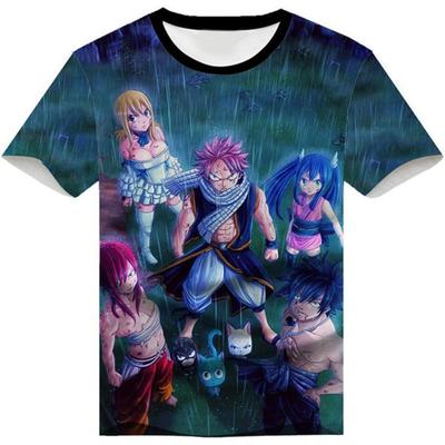Anime Fairy Tail 3D Anime Baskılı Tişört Yetişkin Cosplay Komik Kısa Kollu Tişört Üstler Komik Hızlı Kuruyan