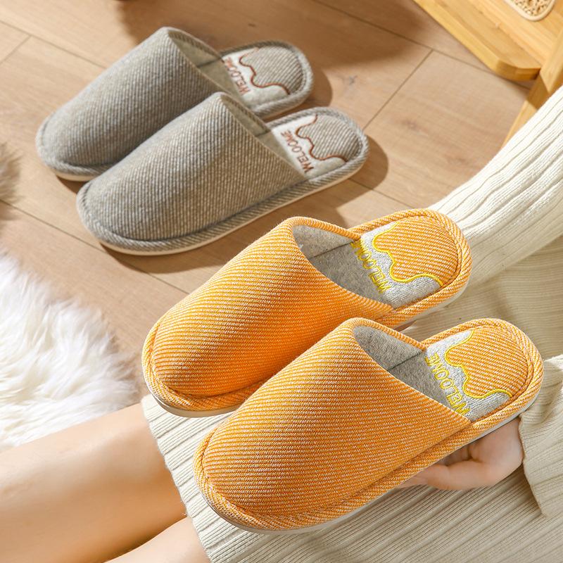 Cotton Shoes for Women's Indoor Use, Anti-slip Linen Slippers, and Warm Home Shoes