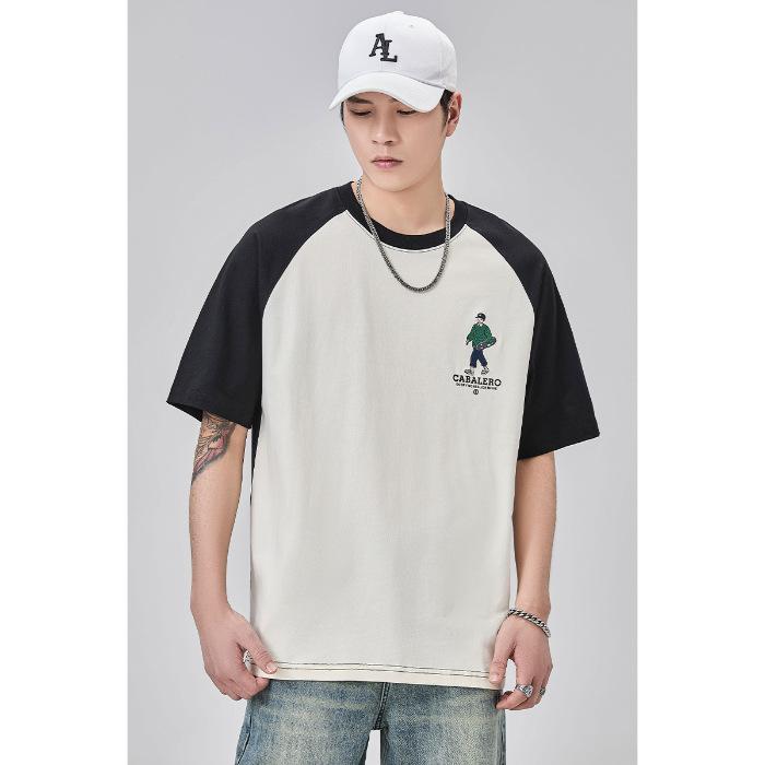 Updated Summer Printed Short-sleeved T-shirt for Mens Comfortable Fit Round Neck Half-sleeved Heavy Cotton T-shirt