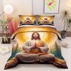 Decorative Serene Meditation Golden Halo Art Yellow Duvet Cover Set, Durable Bedding Set for Everyday Use