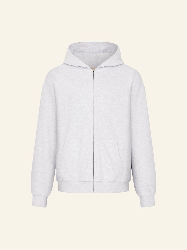 The Innrs Oversized Full Zip Hoodie (White Melange)