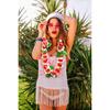 4 Pieces Hawaiian Leis Set Green Red Luau Leis Hawaiian Flowers Leaves Wreath Garland Tropical Floral Accessories for Hawaiian Luau Party Wedding