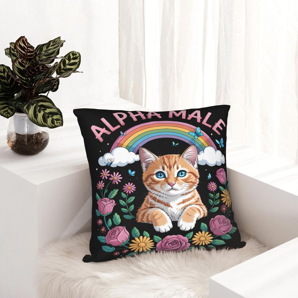 Alpha Male Cat Kitten Funny Pillow Covers Product Printed Cushion Cover Decorative Pillow Case Cover Home Multiple Sizes