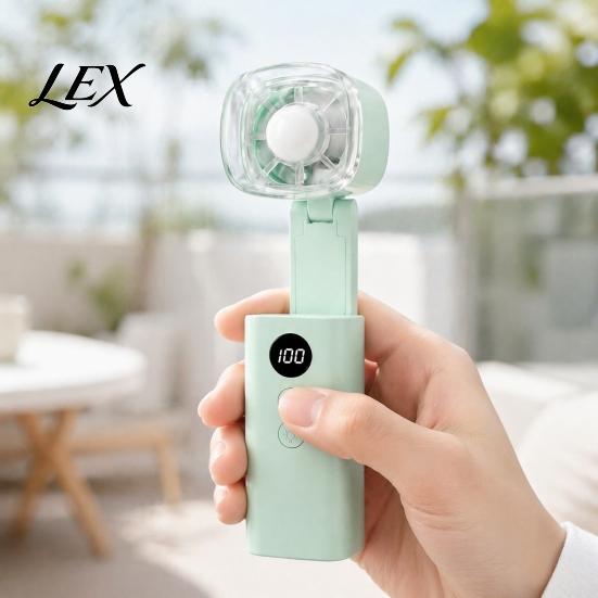 Camping Fan with LED Light Mini Handheld Fan, Foldable 2-in-1 Cooling Flashlight, 100 Speed Quiet Personal Adjustable, USB Rechargeable for