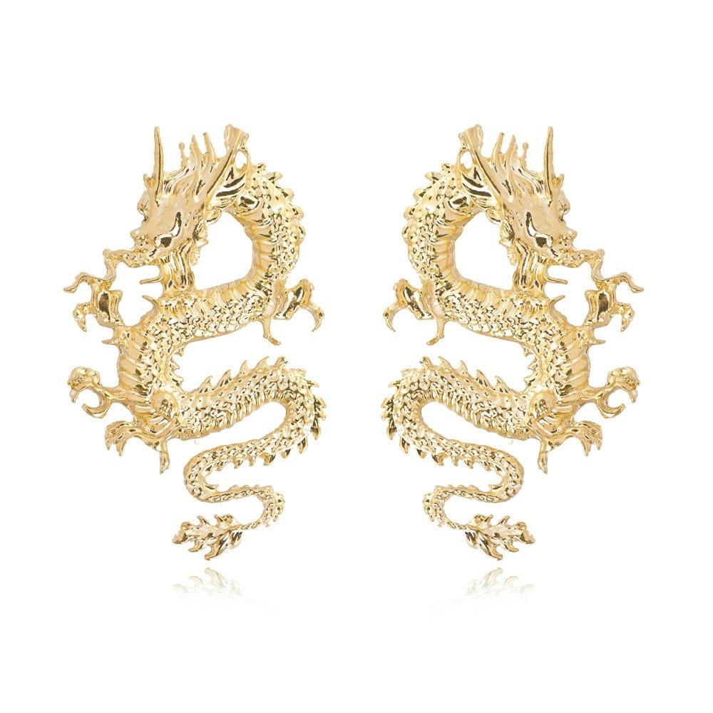 Vintage Style Dragon Earrings Unique Design Punk Chinese Zodiac Earrings High-grade Metal Dragon Stud Earrings Friends Gift