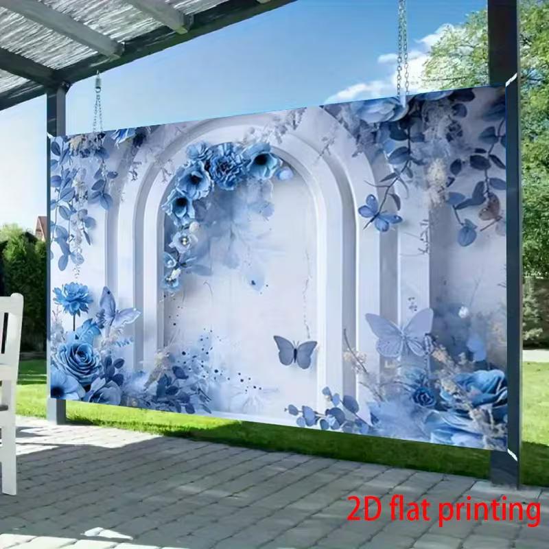

2D Blue Rose Butterfly Backdrop - Wedding Photography Background for Party 47.2x31.5inch/120*80cm