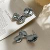 Japanese & Korean Irregular Gold Leaf 925 Silver Stud Earrings for Women