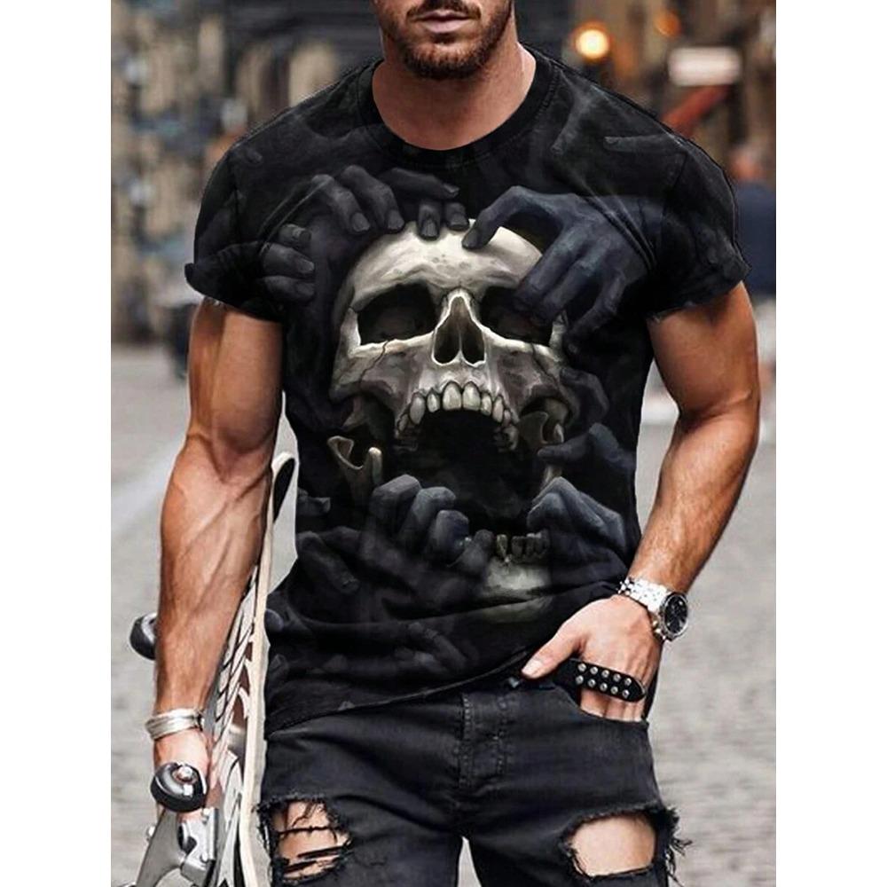 Summe Street Herren T-Shirt Totenkopf Print Herren T-Shirt Lässiges Kurzarm Oberteil Outdoor Sport Mode Herren Kinder Kinder T-Shirt Kleidung