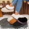 Autumn and winter new round head flat bottom velvet fashionable and comfortable fluffy one-pedal snow boots cotton shoes women