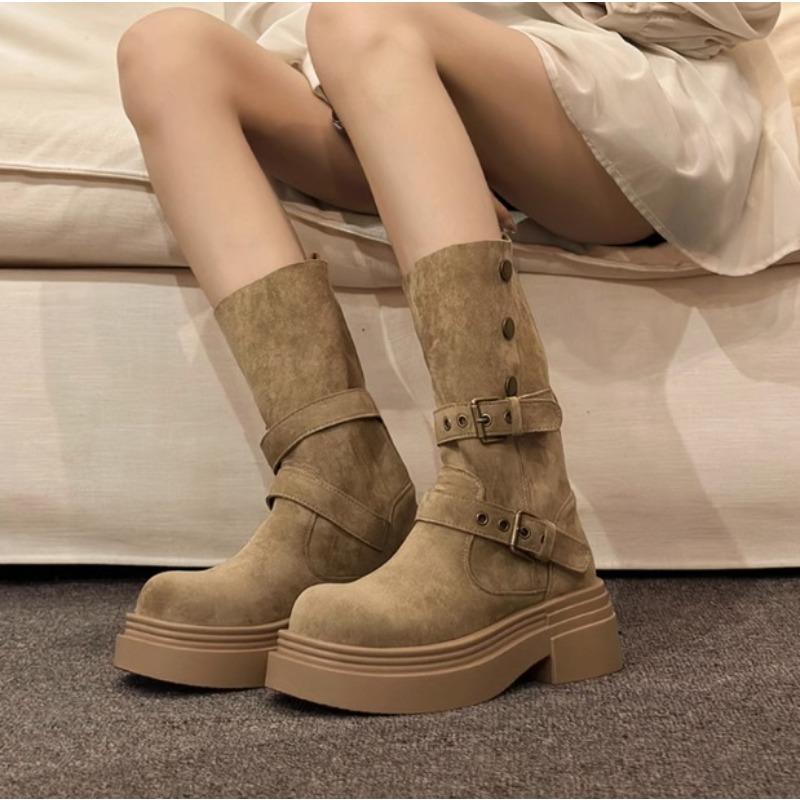 Maillard Boots Women's Autumn and Winter Brown Thick-soled Two Wear Inner Height-increasing Small Medium Boots Martin Boots Women's Short Boots