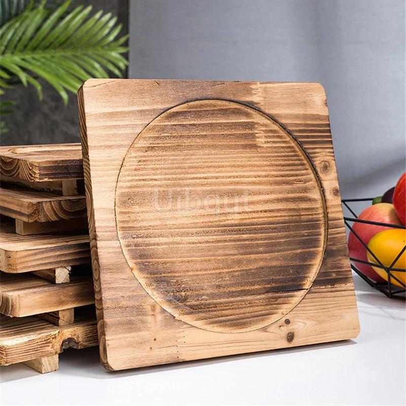 Board barbecue square heat insulation wood pad stone plate casserole pad stone pot pad Heat insulation wood pad iron plate