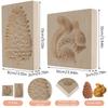 Wooden Cookie Molds 2 Pieces Reusable Cutter 3D Squirrel And Pine Cone Cookie Stamp Mold for Beginner Easter Halloween Christmas
