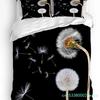 Dandelion Flowers Black Duvet Cover Bed Bedding Set For Double Home Textile Quilt Cover Pillowcases Bedroom Bedding Set No Sheet