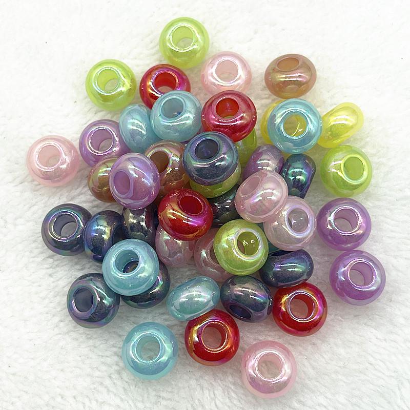 20pcs 14mm Mix Colour Big Hole Acrylic Beads Spacer Loose Beads for Jewelry Making DIY Handmade Bracelet Accessories(hole:5mm)