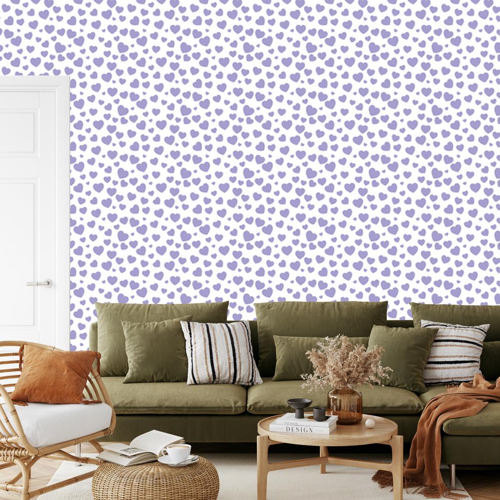 Heart Wallpaper White, Blue and Light Gray 50x1000