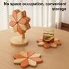 5Pcs/Set Wooden Coasters Set with Stand Pinwheel Shape Changeable Design Heat-resistant Coasters Kitchen Dining Decor