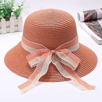 Sombrero de Paja Clásico con Lazo Color Sólido Plegable Sombrero de Sol de Verano Protector Solar para Exteriores Sombreros de Playa para Viajes para Mujeres Niñas