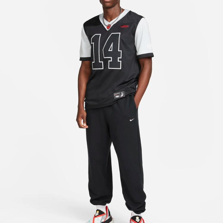 Nike Game X Doernbecher Freestyle Chris Breathable Sweat-Wicking Comfortable Short Sleeve Soccer Jersey Men Tops Black Silver Chile-Red FZ2004-010
