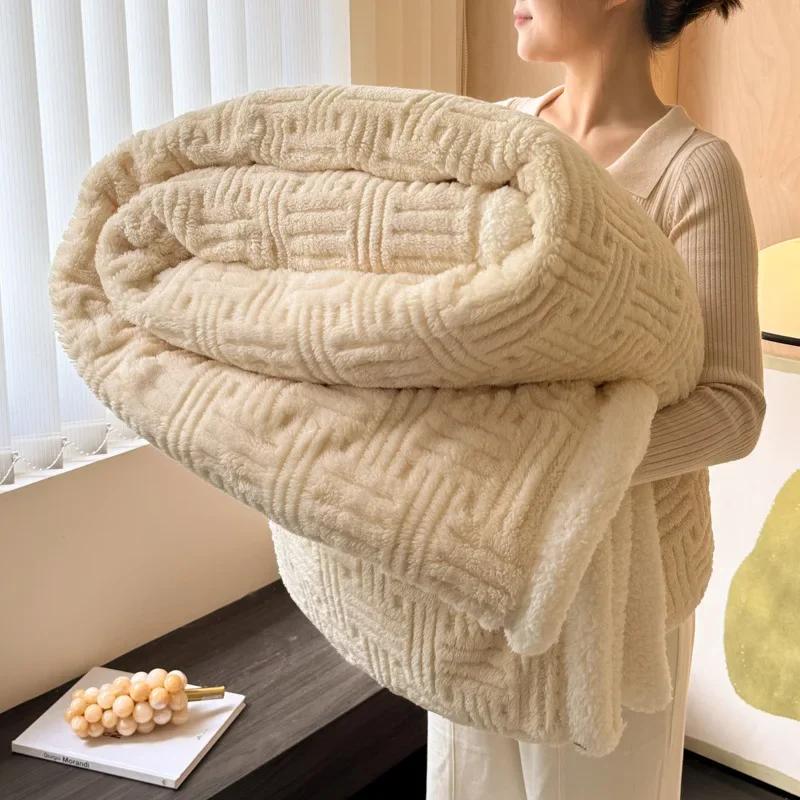 2026 Autumn Winter Blanket Thickened Tuff Lamb Velvet Blanket for Bed Soft Fluffy Warm Sofa Blankets Office Sofa Bedding Blanket