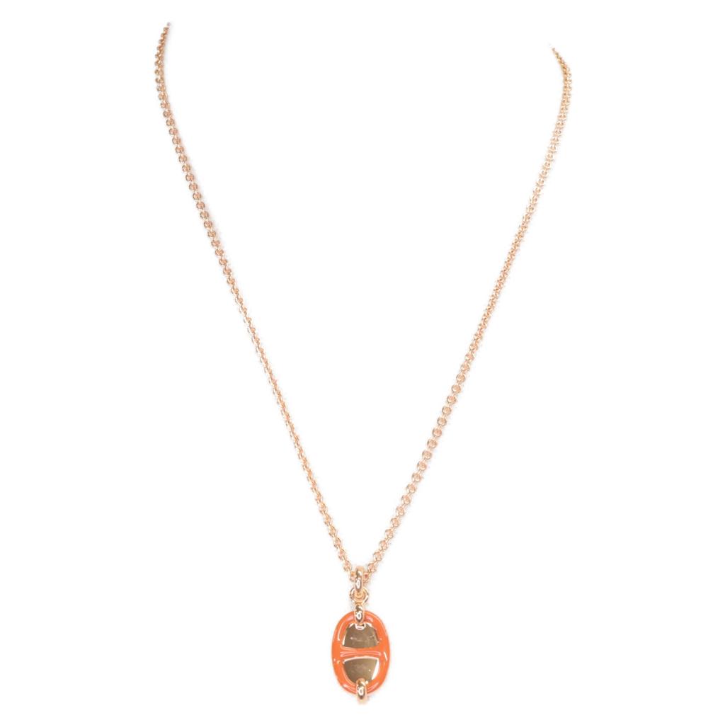 HERMES Excellent condition Chaine d'Ancre Mini Maillon PM Pendant Necklace Orange / rose goldUsed