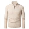Men S Solid Stand Collar Half Zip Knit Sweater