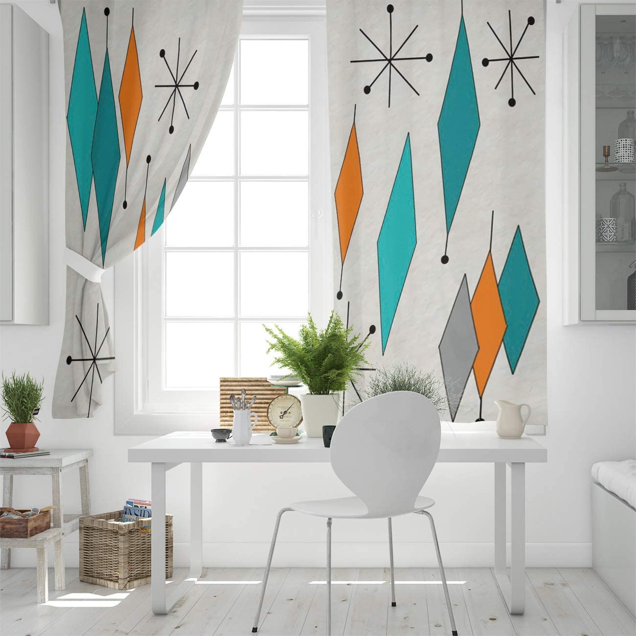 Спальня Кухня Роскошные Шторы Ретро Геометрический Ромб Окно Шторы Гостиная Украшения — фото 4