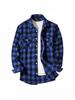 European Size Plaid Hooded Short-Sleeved Men's Cardigan Shirt with Double Pocket Flap