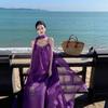 Travel Clothes Backless Dress Summer Thin Purple Fairy Dress Photo Seaside Vacation Beach Dress