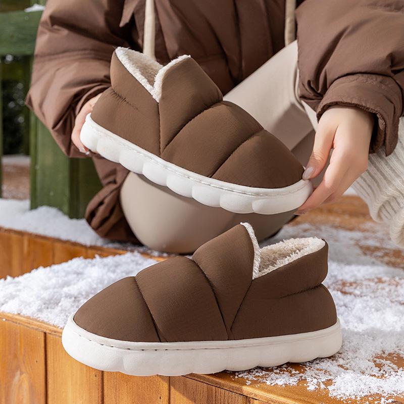 Bag heel cotton slippers home autumn and winter indoor home warmth piled platform cotton shoes couple fluffy slippers