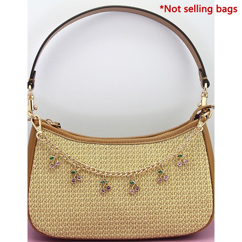 Fashion Temperament Glass Stone Red Cherry Chain Jewelry Bag Hanging Jewelry Bag Charm Bag Accessories