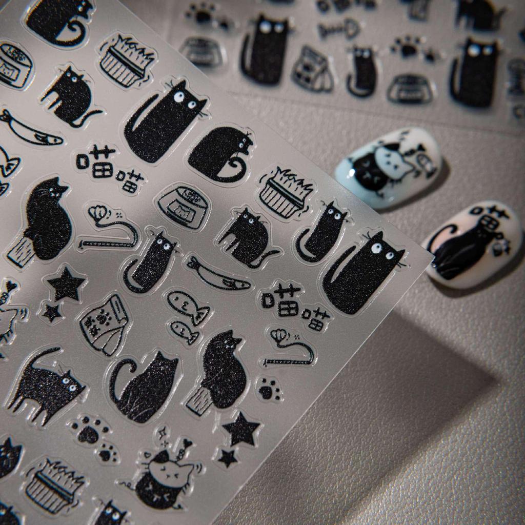 Cyansea Cute Little Black Cat Nail & Phone Stickers - DIY Decorative Adhesive